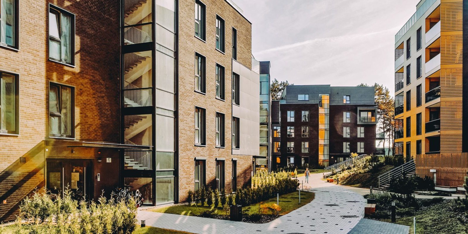 EU Modern european complex of residential apartment buildings