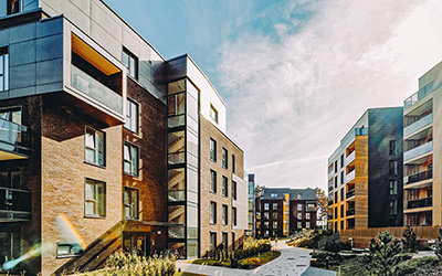 EU Modern european complex of residential apartment buildings Rotadyne-Sydney-Wastewater-Packaged-Pumping-Station-Engineered-Systems-Municipal-Multi-Level-Living-Application