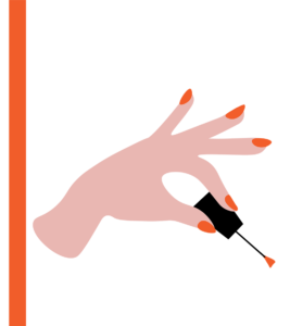 hand applying orange nail polish